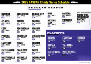 Printable Nascar Xfinity Series Schedule