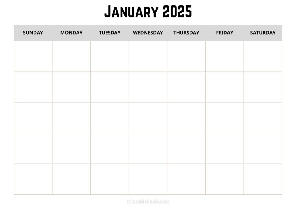 Blank January 2025 Calendar