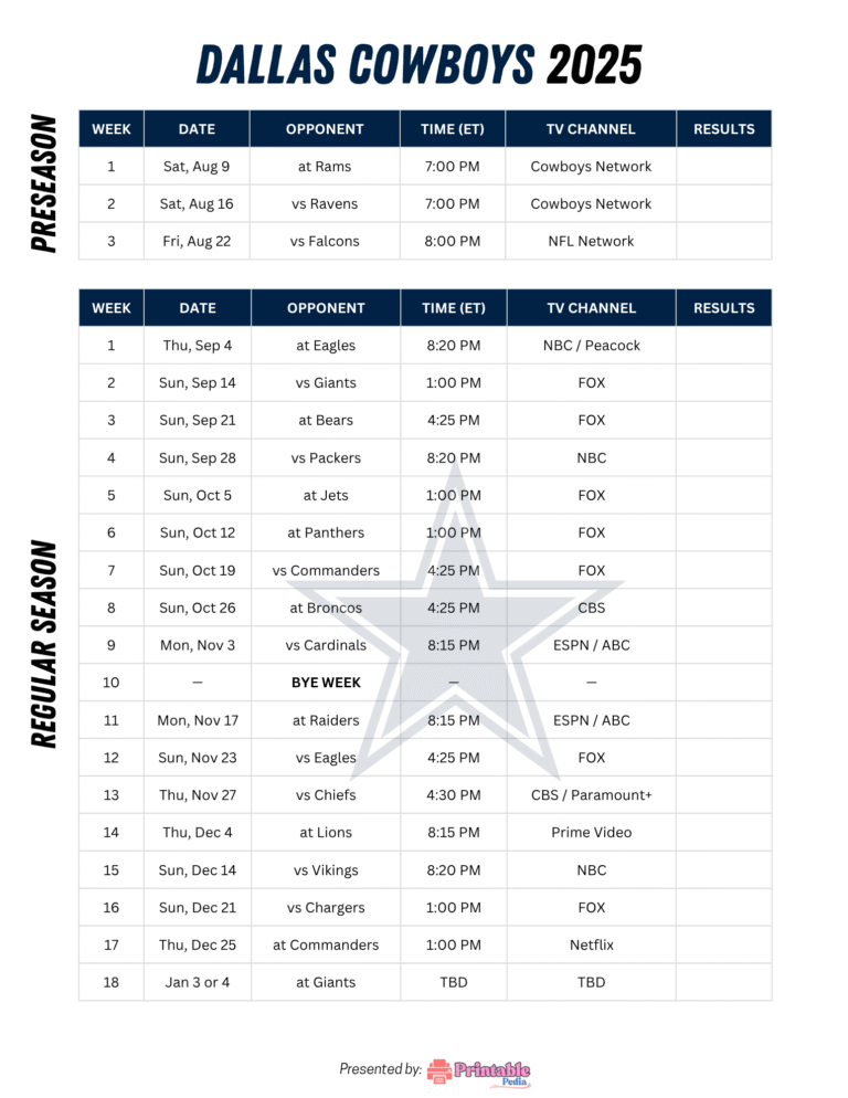 2025 Dallas Cowboys Schedule Free Printable PDF 2025-dallas-cowboys-schedule-free-printable-pdf