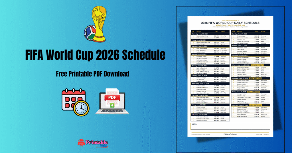 FIFA World Cup 2026 Printable Schedule