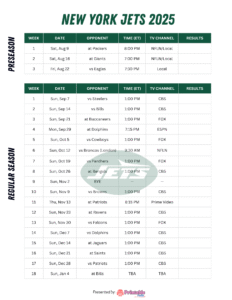 2025 New York Jets Schedule: Free Printable PDF